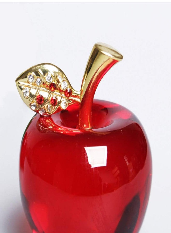 Hoobar Crystal Apple Figurine Paperweight Ideal Gifts for Wedding Birthday Christmas and Home Decoration 2.1 Inch (B-red) - Image 3